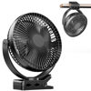 Picture of ATEngeus USB Desk Fan, Rechargeable Portable Fan, 8-Inch Clip on Fan, 10000mAh Stroller Fan, 4 Speeds Strong Airflow, 720° Rotation, with Sturdy Clamp, Suitable for home, office and stroller