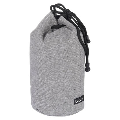 Picture of PATIKIL Soft Drawstring Lens Case, Lens Pouch Bag with Cotton Pad 4.7" OD Thick Fleece Cloth Camera Lens Bag for SLR Lens Water Cups, Grey