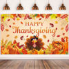 Picture of Happy Thanksgiving Backdrop, 72.8" X 43.3" Happy Thanksgiving Banner Thanksgiving Turkey Pumpkin Decoration Backdrop Autumn Fall Thanksgiving Photography Background Photo Booth Props
