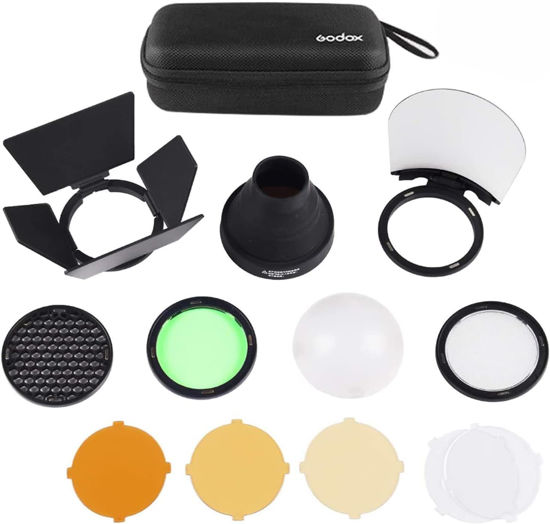Picture of Godox V1 Accessories AK-R1 Kit - Compatible with Godox V1 / H200R Round Flash Head, AD200 / AD200Pro | 12-Piece Magnetic Flash Accessories Set