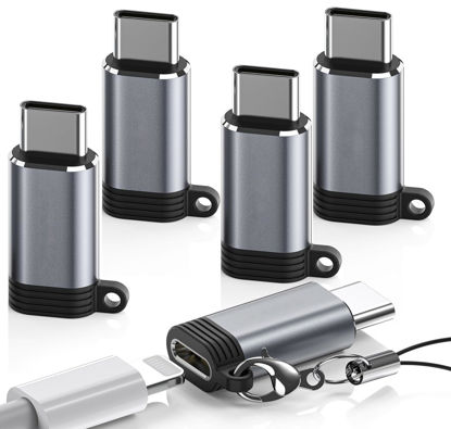Picture of 5 Pack USB C to Lightning Charge Adapter for iPhone 16 15, Lightning to USB C Adapter with Fast Charge Data Transfer for iPhone 16 15 Plus Pro Max, Galaxy S24 S23, Pixel 8 7 6, iPad Pro, MacBook Pro