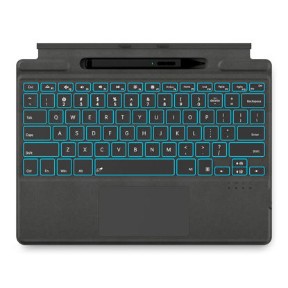 Picture of JvKzaen Surface Pro 9 Keyboard with Slim Pen, Compatible with Microsoft Surface Pro 11 10 9 8 X, 13 Inch Bluetooth Wireless Backlight Type Cover Keyboard with Slim Pen, Keyboard with Slim Pen