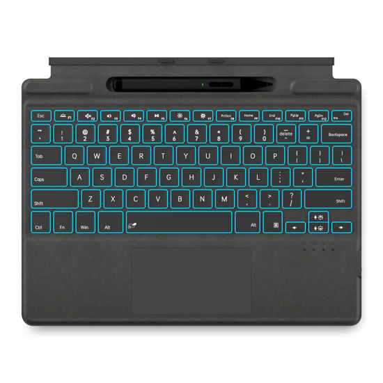 Picture of JvKzaen Surface Pro 9 Keyboard with Slim Pen, Compatible with Microsoft Surface Pro 11 10 9 8 X, 13 Inch Bluetooth Wireless Backlight Type Cover Keyboard with Slim Pen, Keyboard with Slim Pen