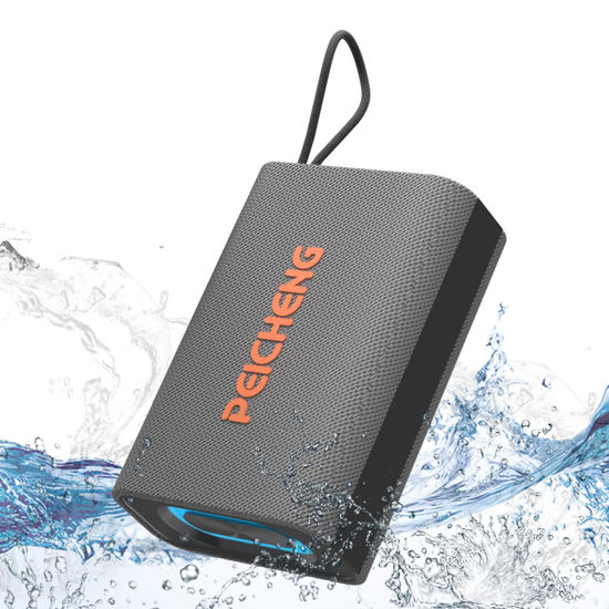 Picture of PEICHENG Speaker, Portable Wireless Bluetooth Speakers, Waterproof Shower Loud Stereo Sound with RGB Lights TWS Long Playtime for Home/Party/Outdoor, Electronic Gadgets, (1PCS, Grey)