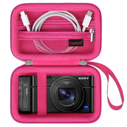 Picture of Canboc Carrying Case for Sony RX100 VII/ RX100 VI/ RX100 V/ RX100 IV/ RX100 III Compact Digital Camera, Point and Shoot Vlogging Camera Bag, Zipper Mesh Pocket fits USB Cable, Batteries, Rosered