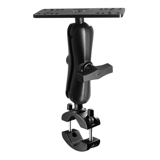 Picture of WINDFRD 1.5" Ball Aluminum Fish Finder Mount with Clamp Base for Rails 1.18'' to 2'' in Diameter, Medium Arm Marine Electronic/Depth Finder Mount for Boat, Compatible with Garmin, Lowrance and More