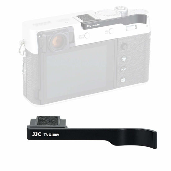 Picture of JJC TA-X100V Black Thumbs Up Grip for Fuji X100V Camera, Hot Shoe Thumb Grip Comaptible with Fujifilm X100V X100F X-E3, Made of Premium Anodized Aluminium Alloy, Weight 6G, Size 66.128.39mm