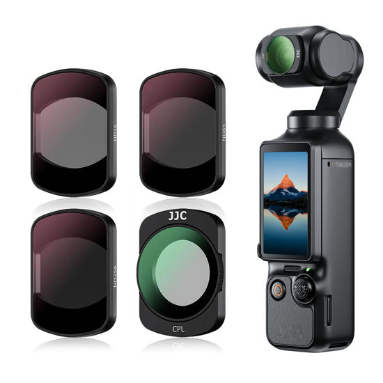 Picture of JJC Magnetic 4 Pack ND & CPL Filter Kit for DJI OSMO Pocket 3, CPL ND16 ND64 ND256 Polarizer Polarizing Neutral Density Filters with Wipe, Multi-Coated/HD Optical Glass/Gimbal Compatible