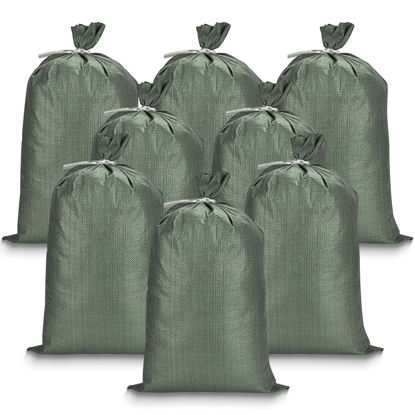 Picture of CreiYuan Flood Control Empty Sand Bags 10PCS, Durable Green Flood Bags, 14"x26" Large Capacity 50lbs, with Tie Closure, UV Resistant Design, Multi-Purpose Emergency Flood and Storm Protection