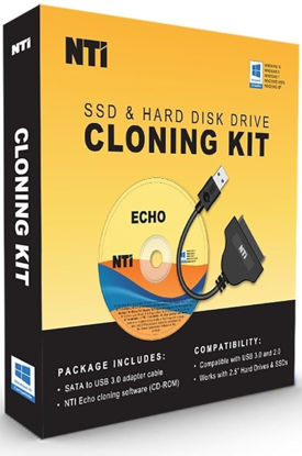 Picture of NTI Cloning Kit | New! Version 6 of NTI Cloning Software | Best for SSD and HDD Upgrades | Software via Download | SATA-to-USB Adapter Included for 2.5" SSD and HDD