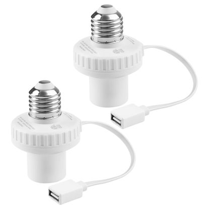 Picture of UYODM 2 Pack Lamp Socket Power Adapter for Wyze Cam v3/v4/v3 Pro/OG,Wyze Cam Pan v3, E26 Socket USB Adapter 5V 2A for Security Camera,LED Strips and Easy to Install