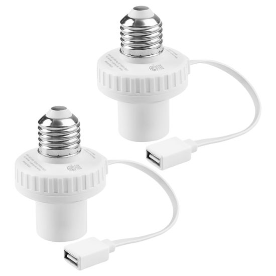 Picture of UYODM 2 Pack Lamp Socket Power Adapter for Wyze Cam v3/v4/v3 Pro/OG,Wyze Cam Pan v3, E26 Socket USB Adapter 5V 2A for Security Camera,LED Strips and Easy to Install