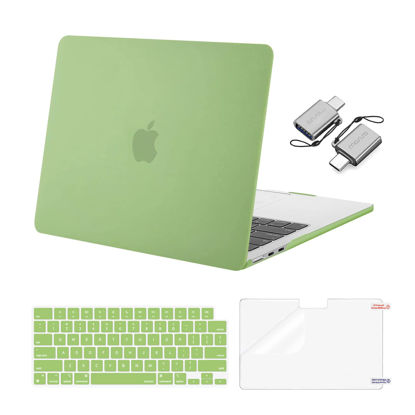 Picture of MOSISO Compatible with MacBook Air 13 inch Case 2025 2024 2023 2022 M3 A3113 M2 A2681, Plastic Hard Shell&Keyboard Cover&Screen Film&Type C Adapter for MacBook Air 13.6 inch Case, Chartreuse