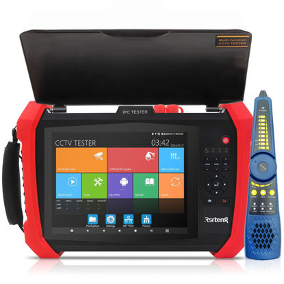 Picture of Rsrteng CCTV Tester 8K 32MP 12MP IP Camera Tester POE++ Max 90W POE Camera Tester 4K 8MP TVI/CVI/AHD/SDI/CVBS WiFi Network Tools Cable Tester Distance Meter 2CH SFP Port HDMI VGA DC Power Output