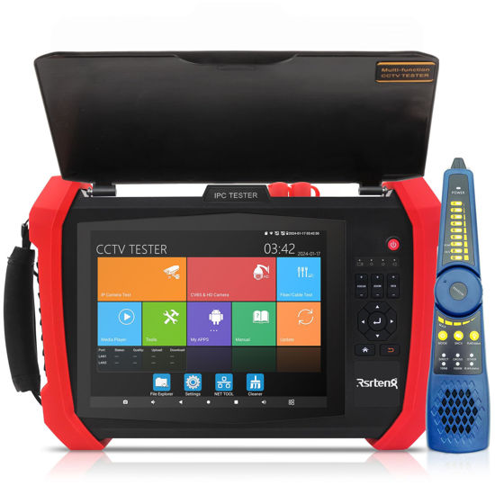 Picture of Rsrteng CCTV Tester 8K 32MP 12MP IP Camera Tester POE++ Max 90W POE Camera Tester 4K 8MP TVI/CVI/AHD/SDI/CVBS WiFi Network Tools Cable Tester Distance Meter 2CH SFP Port HDMI VGA DC Power Output