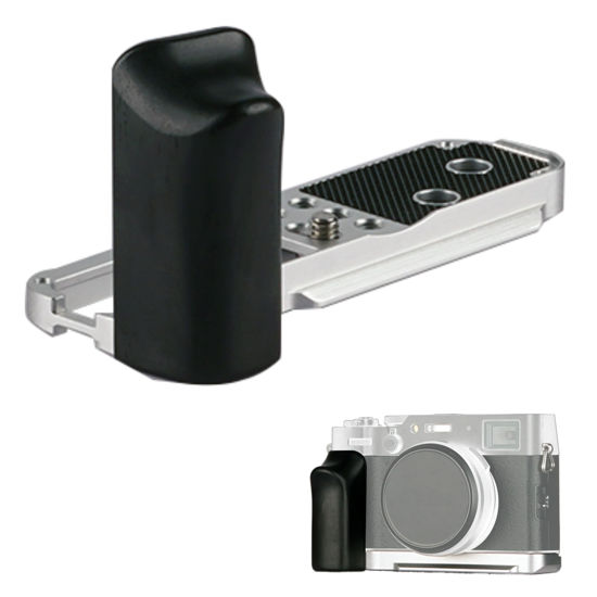 Picture of WEPOTO X100VI / X100V Handgrip L-Shape Grip with Quick Release Plate for Arca,Wood Side Handle,Compatible with FUJIFILM X100VI / X101V Cameras (Silver Base/Purple Light Sandalwood)