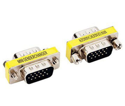 Picture of Luo Qiufa 2 pcs VGA SVGA HD15 male-to-male mini gender converter coupler cable adapter