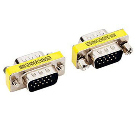 Picture of Luo Qiufa 2 pcs VGA SVGA HD15 male-to-male mini gender converter coupler cable adapter
