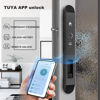 Picture of Narrow Smart Door Lock, Keyless Entry Lock, 4in1 Multipul Unlock Method, Fingerprint, Card, Mechanical Key, App Remote Control, Use Tuya APP, Rechargeable