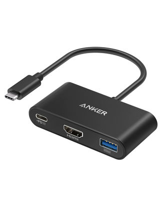 Picture of Anker USB C Hub, PowerExpand 3-in-1 USB C Hub, with 4K HDMI, 100W Power Delivery, USB 3.0 Data Port, for iPad Pro, MacBook Pro, MacBook Air, XPS, Note 20, Spectre, and More (Black)