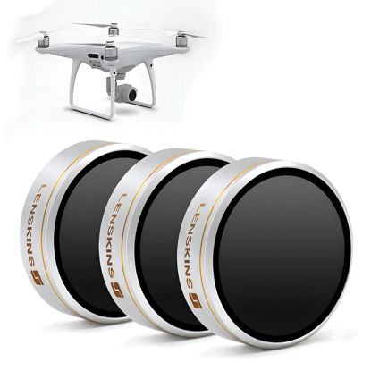 Picture of LENSKINS 3 Pack ND4/ND8/ND16 Camera Lens Filter for DJI Phantom 4 Pro/Pro+/Advance, AGC Optics, Weather-Sealed, Multi-Resistant Coated Neutral Density Filter