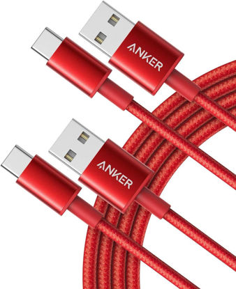 Picture of Anker USB to USB C Cable [2 Pack, 6FT], USB A to USB C Charger Cord for Samsung Galaxy S10 S10+, LG V30, Beats Fit Pro and More (USB 2.0, Red)