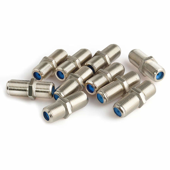 Picture of Pasow F81 Barrel Connectors High Frequency 3GHz Female to Female F-Type Adapter Couplers (10 pcs, Silver)