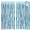 Picture of xo, Fetti Party Decorations Matte Blue Fringe Foil Curtain - Set of 2 | Bachelorette Bridal Shower Backdrop, Wedding, Birthday Photo Booth