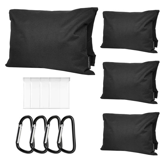 Picture of 4 Pack Sandbag Weight Bags for Photography, Foldable Handheld Storage Bag with Shoulder Strap, 15.5"x9.4" Heavy Duty Polyester Saddlebag/Beanbag/Tripod Weight Bag for Camera Tripod