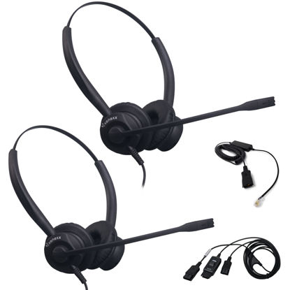 Picture of XS 825 Wired Phone Headset with Microphone for OfficeTraining, Agent Coaching, Monitoring, Onboarding - Desk Phones Compatible with Yealink, Polycom, Cisco, Avaya, Mitel, Nortel (Stereo, Basic Bundle)