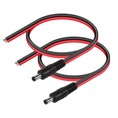 Picture of CERRXIAN DC5521 Power Pigtails Cable,1 FT 14AWG 5.5mm x 2.1 mm DC Male Bare Wire Open End Power Wire,DC Supply Repair Cable for CCTV Security Camera LED Strip Light Etc(2-Pack) (0.3m Black)