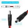 Picture of CERRXIAN DC5521 Power Pigtails Cable,1 FT 14AWG 5.5mm x 2.1 mm DC Male Bare Wire Open End Power Wire,DC Supply Repair Cable for CCTV Security Camera LED Strip Light Etc(2-Pack) (0.3m Black)