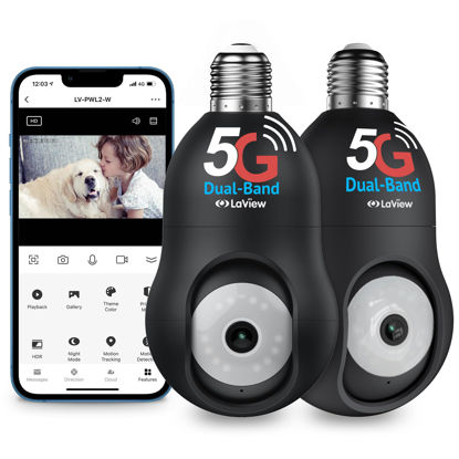 Picture of LaView 4MP Security Camera 5G& 2.4GHz, 360°2K Security Cameras Wireless Outdoor Indoor Full Color Day and Night, Motion Detection, Audible Alarm, Easy Installation, Compatible with Alexa (2 Pack)