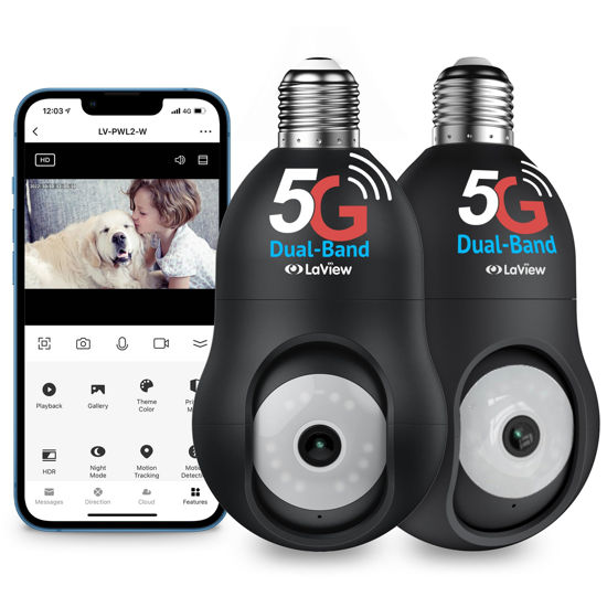 Picture of LaView 4MP Security Camera 5G& 2.4GHz, 360°2K Security Cameras Wireless Outdoor Indoor Full Color Day and Night, Motion Detection, Audible Alarm, Easy Installation, Compatible with Alexa (2 Pack)