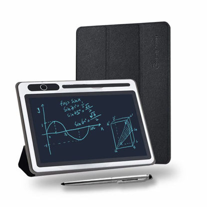 Picture of 10 inch LCD Writing Tablet Electronic Writing Notebook with PU Protective Cover Erasable Drawing Pad Gift for Kids Adults at Home School Office(Black