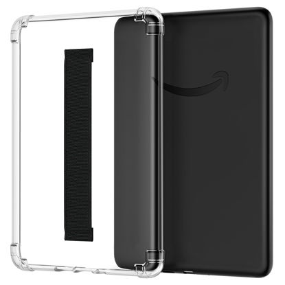 Picture of MoKo Case for 7" Kindle Paperwhite (12th Generation-2024) and Kindle Colorsoft Signature Edition, Hand Strap Case Ultra Slim Transparent Soft Flexible TPU Skin Bumper Back Cover Shell, Black
