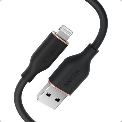 Picture of Anker Flow Cable, USB A to Lightning Cable, Durable Charging Cord for iPhone 14/13/12/ iPad Air/Mini/Pro Cable, iPod Nano, AirPods, and More (Cord Organizer Included) (3FT, USB 2.0)