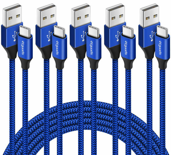 Picture of etguuds USB A to USB C Cable 5-Pack (3/3/6/6/10 ft), Fast Charging Type C Charger Cord for iPhone 16 15 Pro/Pro Max/Plus, for Samsung Galaxy S24 S23 S22 S21 S20 S10 A55 A54 Flip, Pixel, Moto G, Blue