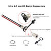Picture of Eightnoo 5Pcs 5.5 x 2.1 mm DC Power Jack Socket, Real 18AWG 20cm DC Power Cord Barrel Connectors Threaded Female Panel Mount Sockets Adapter with Dust Caps for CCTV Security Camera