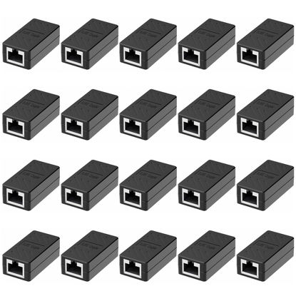 Picture of Dingsun RJ45 Coupler, Ethernet Extender, in-Line Coupler Female to Female Ethernet Coupler for Cat7/ Cat6/ Cat5/ Cat5e Ethernet Cable Extender Adapter (20Pack, Black)