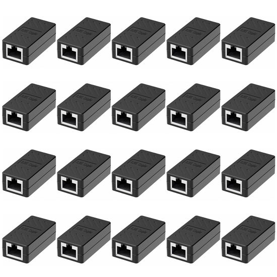 Picture of Dingsun RJ45 Coupler, Ethernet Extender, in-Line Coupler Female to Female Ethernet Coupler for Cat7/ Cat6/ Cat5/ Cat5e Ethernet Cable Extender Adapter (20Pack, Black)