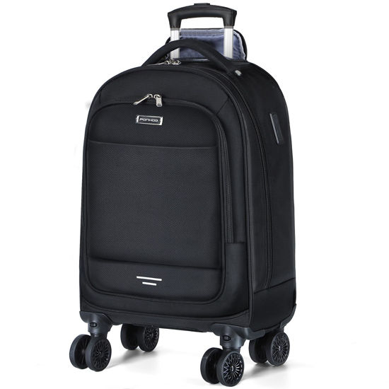Picture of Ponhog Rolling Backpack - 17 inch Laptop Backpack with 4 Spinner Wheels Carry on Travel Backpack Water Resistant Wheeled Backpacks for Women Men Suitable for Overnight College Work Black
