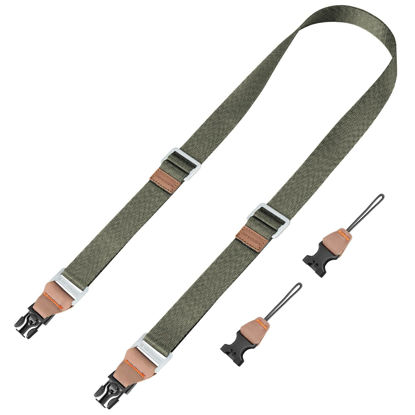 Picture of K&F Concept 32mm Camera Neck Strap for Photographers Camera Strap Quick Release Clip Adjustable Sling Strap Compatible for Nikon Canon Sony Olympus DSLR Camera Deep Blue
