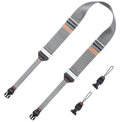 Picture of K&F Concept 45mm Camera Neck Strap for Photographers Camera Strap Quick Release Clip Adjustable Sling Strap Compatible for Nikon Canon Sony Olympus DSLR Camera Silver
