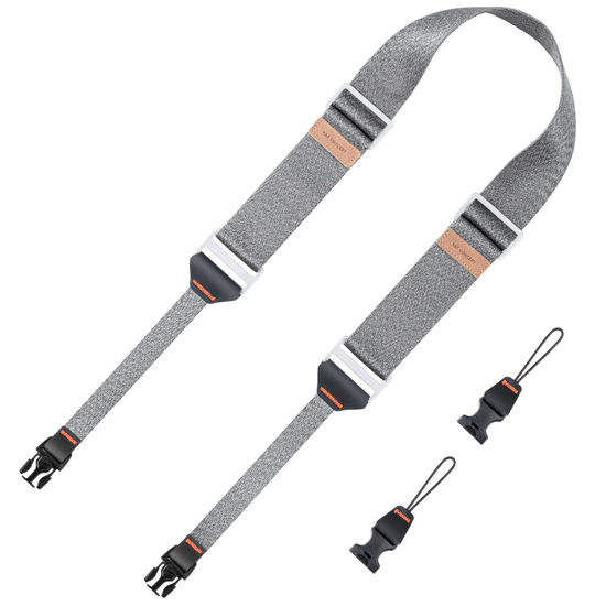 Picture of K&F Concept 45mm Camera Neck Strap for Photographers Camera Strap Quick Release Clip Adjustable Sling Strap Compatible for Nikon Canon Sony Olympus DSLR Camera Silver