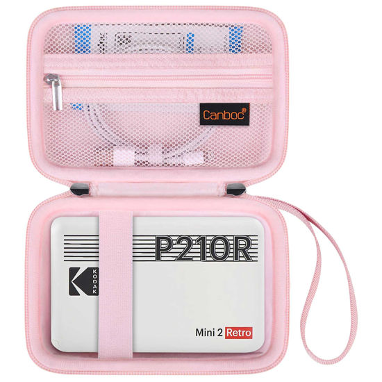 Picture of Canboc Carrying Case for KODAK Mini 2 Retro 4PASS Portable Photo Printer/KODAK Mini Shot 2 Retro 4PASS 2-in-1 Instant Digital Camera, Mesh Bag fits Photo Paper and Cable, Pink