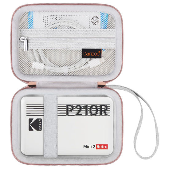 Picture of Canboc Carrying Case for KODAK Mini 2 Retro 4PASS Portable Photo Printer/KODAK Mini Shot 2 Retro 4PASS 2-in-1 Instant Digital Camera, Mesh Bag fits Photo Paper and Cable, White