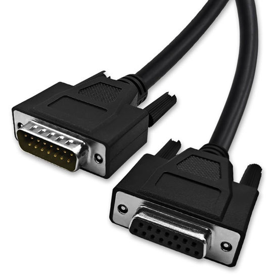 Picture of XANHAM 9.8 Feet(3 Meter) DB15 15 Pin Two Row Straight Through Serial Extension Cable, Double Shielded(Metal Braiding&AL-foil), Female to Male, Black, SC910S08FM