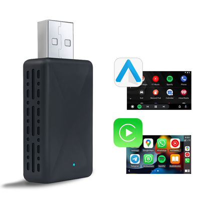 Picture of YNF Wireless Carplay/Android Auto 2-in-1 Adapter, Plug and Play Low Latency Mini Version, Easily Convert Wired to Wireless for iPhone and Android Phones of iOS 12+ / Android 11+