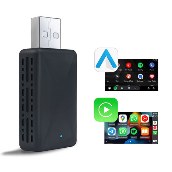 Picture of YNF Wireless Carplay/Android Auto 2-in-1 Adapter, Plug and Play Low Latency Mini Version, Easily Convert Wired to Wireless for iPhone and Android Phones of iOS 12+ / Android 11+